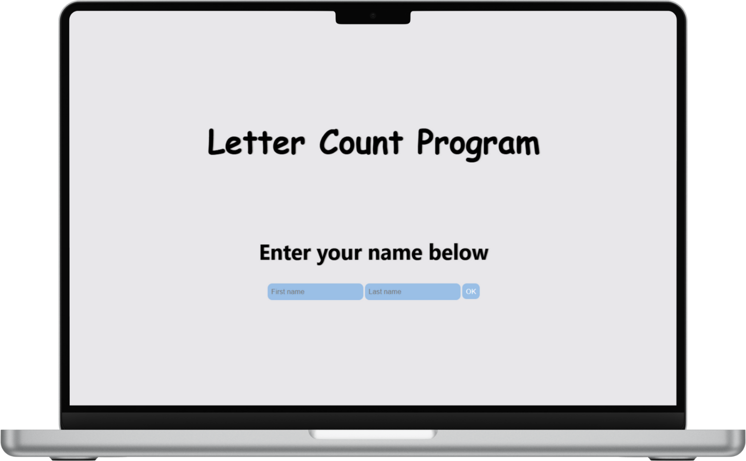 Screenshot of Letter Count Programme