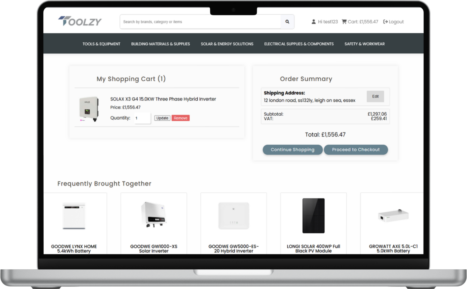 Add To Cart & Order Summary Screenshot